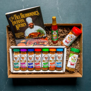 Magic seasoning gift box including Louisiana Kitchen cookbook, seasonings, and pepper sauce