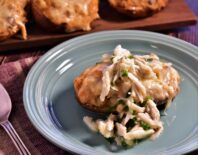 a plate of crabmeat stuffed potaoes