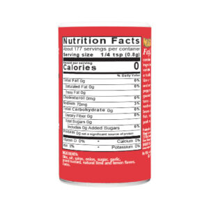 the nutrition label of a container of fajita magic