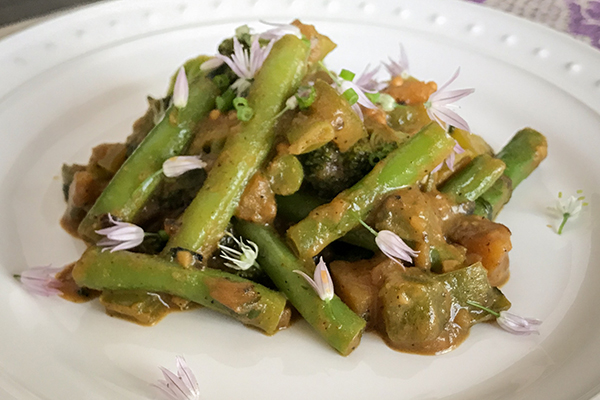 a plate of gingered green vegetables