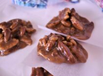 3 pecan pralines on a plate