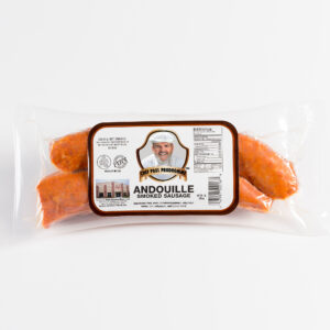 a 1 pound package of andouille vaccum sealed
