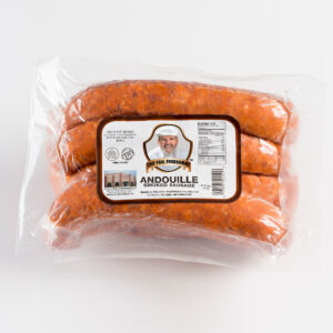a 5 pound package of andouille vaccum sealed