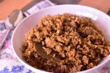 a bowl of rice pilaf with toasted onion and garlic