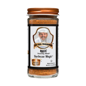 the front of a container of magic seasoning blends salt free sugar free barbeque magic