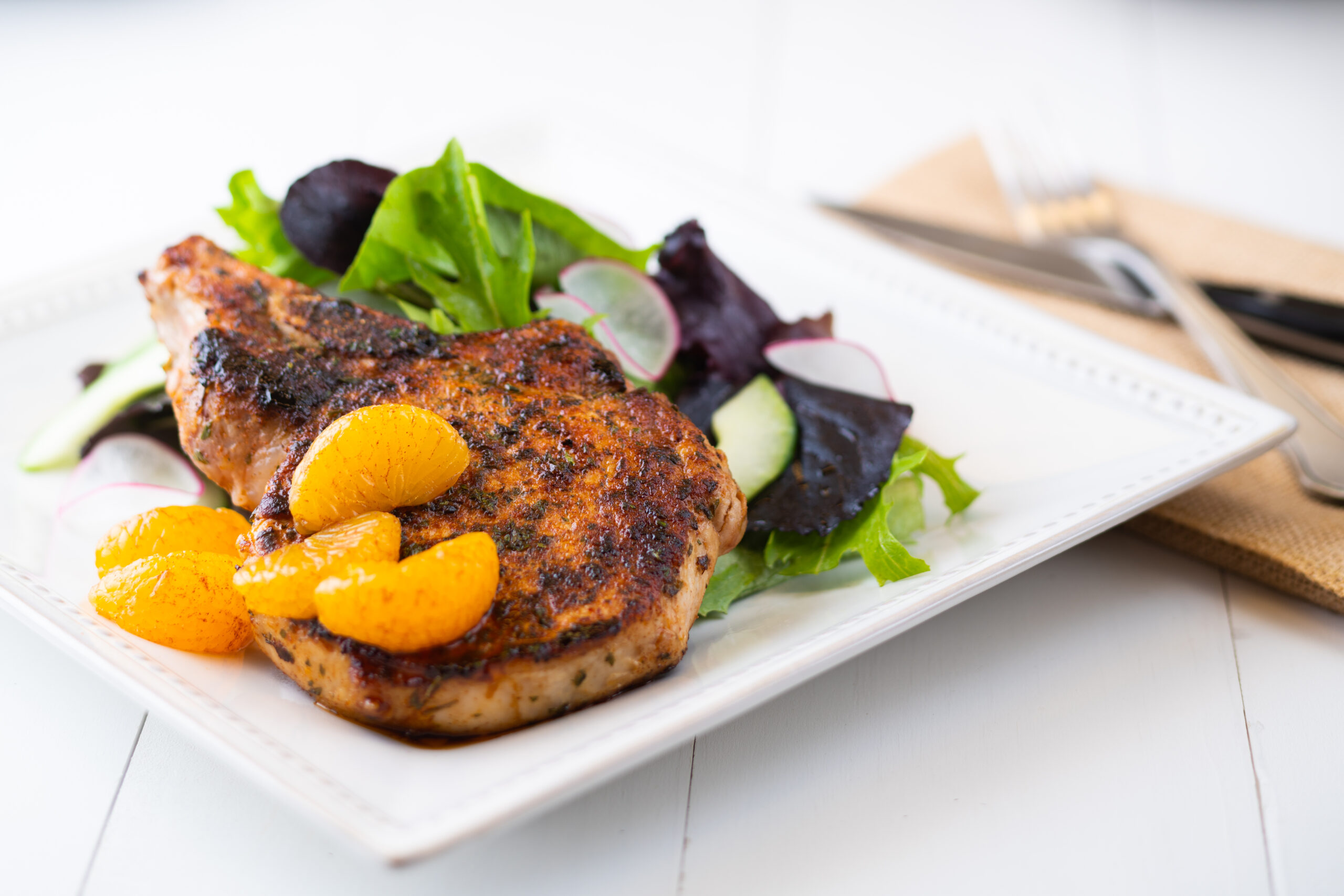 Six Spice Pork Chops with Cinnamon Oranges – Salt-Free Sugar-Free Magic Seasoning Blends™