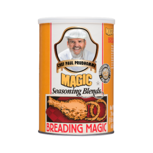 the front of a container of magic seasoning blends breading magic