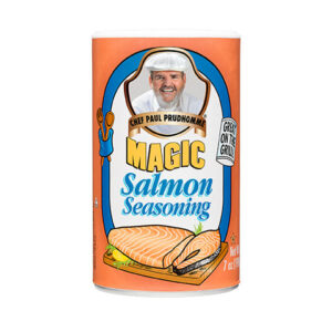 the front of a container of salmon magic seasoning blend