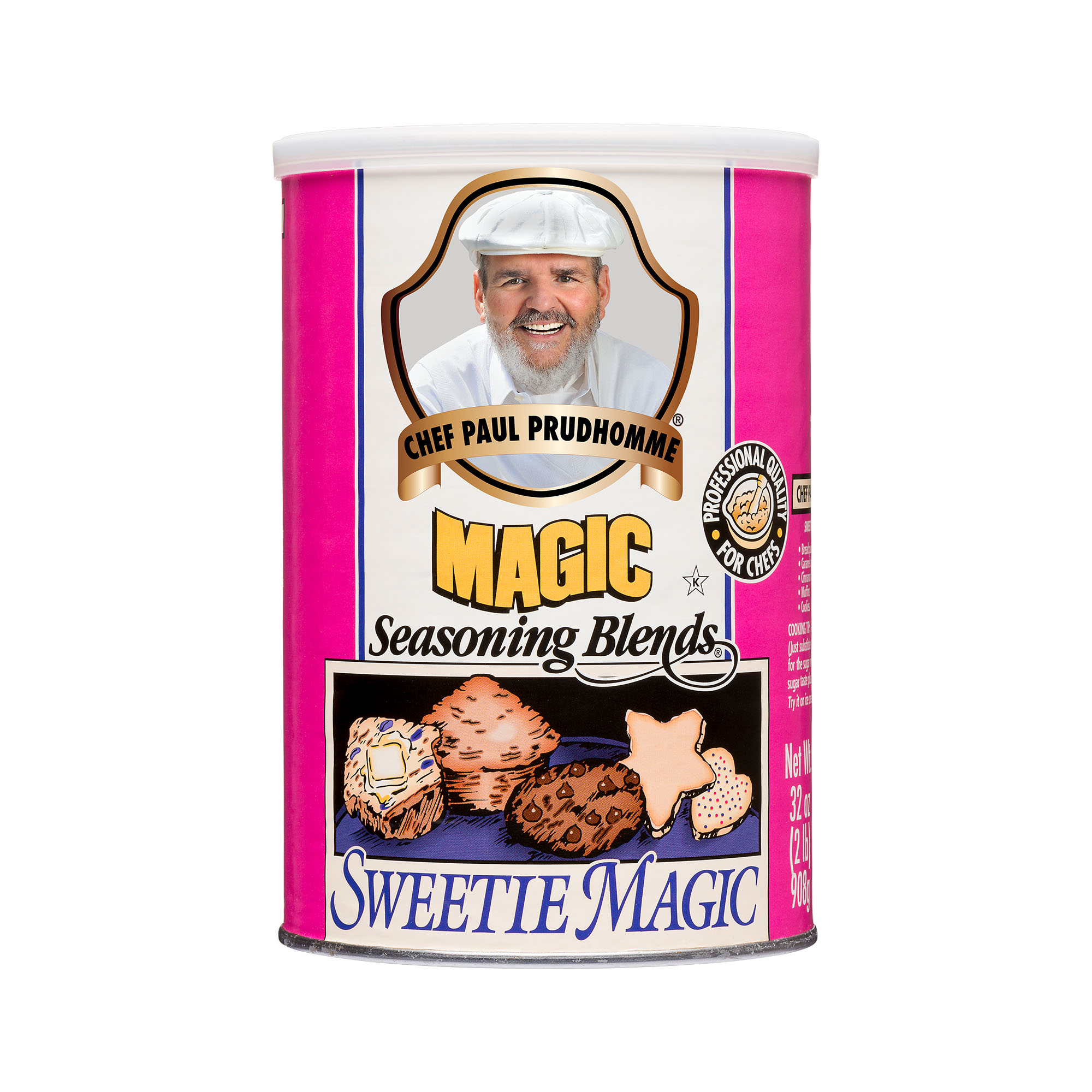 the front of container of chef paul's magic seasoning blends sweetie magic