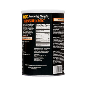 the nutrition label on the back of a container of barbeque magic seasoning blend