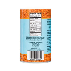 the nutrition label on the back of a container of chef paul's magic seasoning blends fajita magic southwest flavor