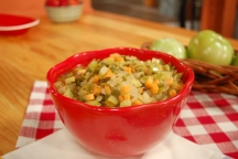 a bowl full of green tomato chow chow