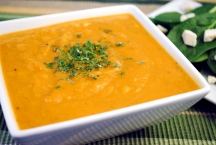 a dish full of buttermilk squash soup