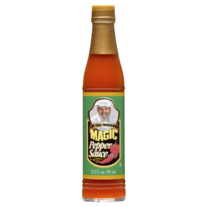the front of a bottle of magic pepper sauce