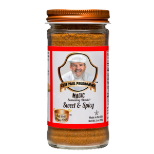 the front of a container of sweet and spicy magic seasoning blend