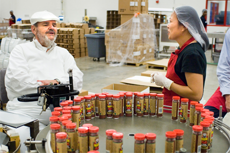 Chef Paul Prudhomme in his distribution factory
