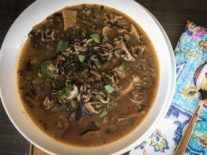 a bowl of yukon mushroom and wild rice soup