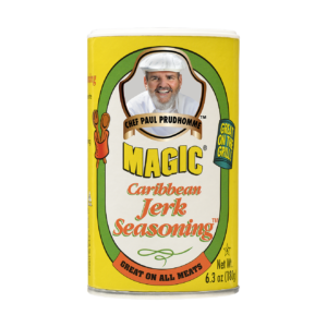 the front of a container of carribean jerk seasoning blend