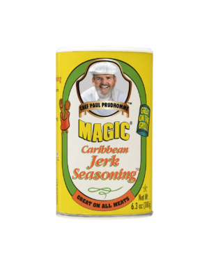 the front of a container of carribean jerk seasoning blend