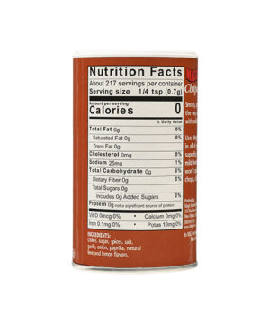the nutrition label on a container of chipotle seasoning blend