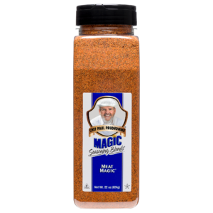 the front of a container of meat magic seasoning blend