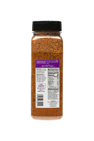 the nutrition label on a container of burger magic seasoning blend