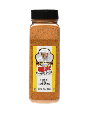 the front of a container of french fry seasoning blend