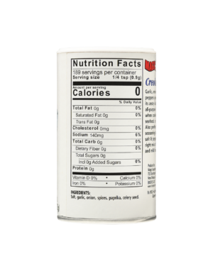 the nutrition label on a container of magic creole reduced salt seasoning blend