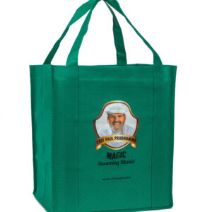 chef paul magic seasoning green oversized tote bag with chef paul logo on it