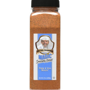 a container of blackend pork and veal magic seasoning blend