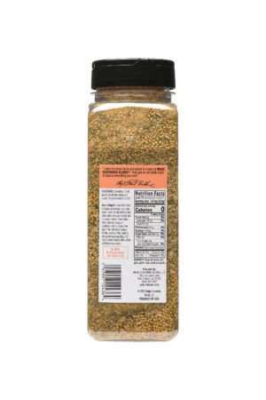 the nutrion label on a container of salmon magic seasonings