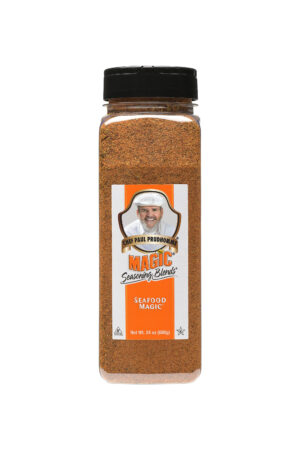 a container of seafood magic seasoning blend