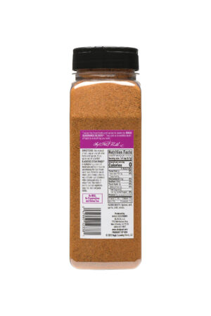 the nutrion label on a container of blackend steak magic seasonings