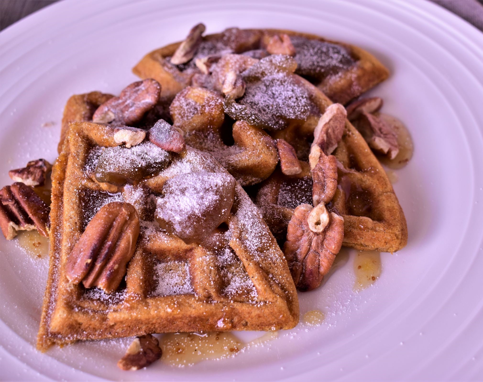 Sweet Potato Waffles with Buttery Fig Sauce