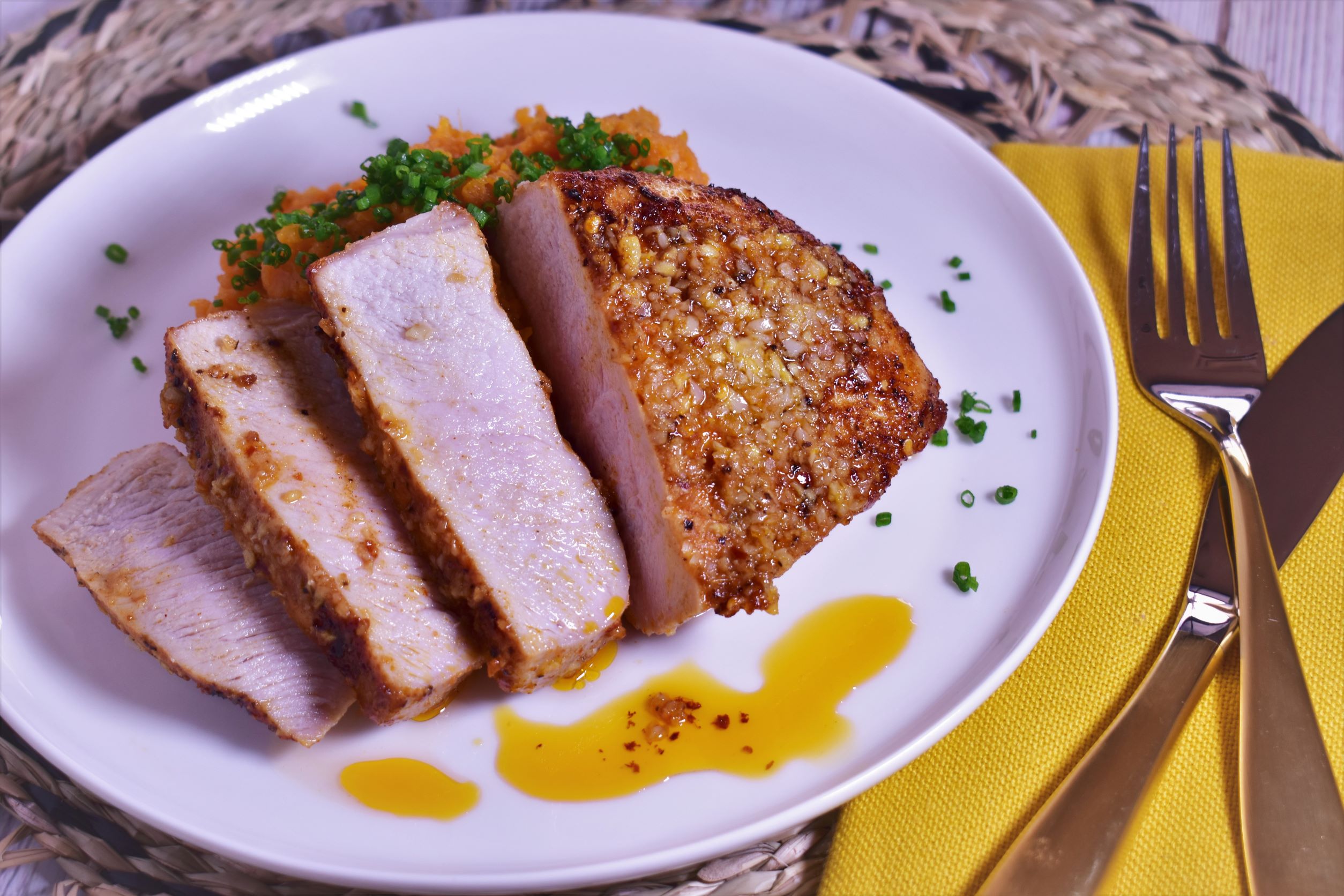 Air Fryer Pork Chops with Garlic Ginger Butter