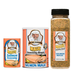 two containers of magic seasoning blends salmon magic