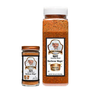 two containers of magic seasoning blends salt free sugar free barbecue magic