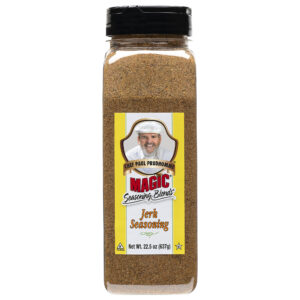 a container of magic jerk seasoning blend