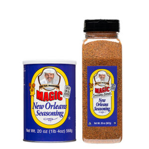 Two different sized containers or New Orleans Seasoning.