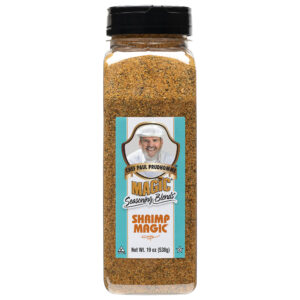 a container of shrimp magic seasoning blend