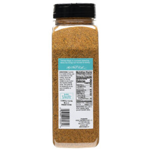 a container of shrimp magic seasoning blend rear panel