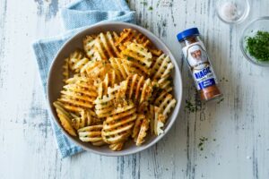 Meat magic bottle, and blow of french fries